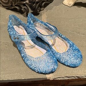 Kids Blue Glitter Mary Jane Jelly Shoes- OMgard size 2